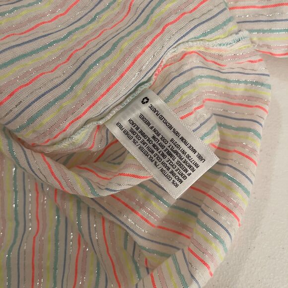 A New Day Blouse Women's XXL Metallic Striped Colorful Short Sleeve V-Neck Top - Picture 11 of 11